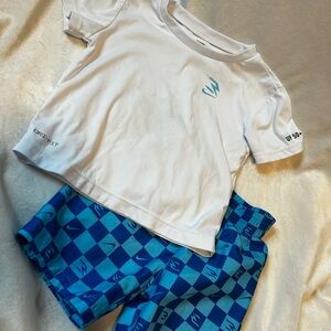 Nike Kids Rashguard Set - White and Blue Checkered